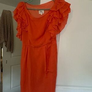 Milly of New York Orange Ruffle Mini Dress